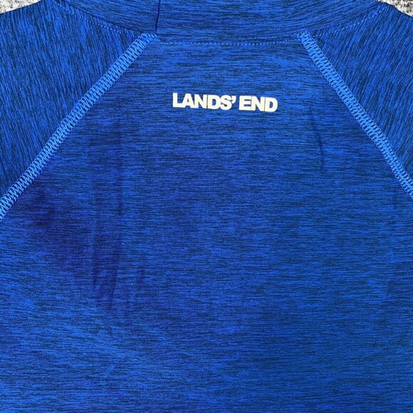 Lands End Short Sleeve Knit Top Tee Men Small Blue Space Dye Fitted - Picture 8 of 9